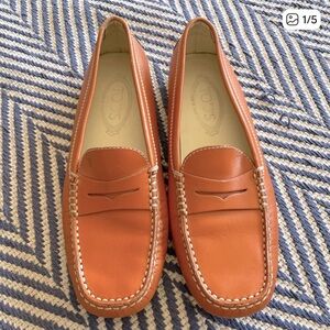 Tod's Orange Leather Loafers
